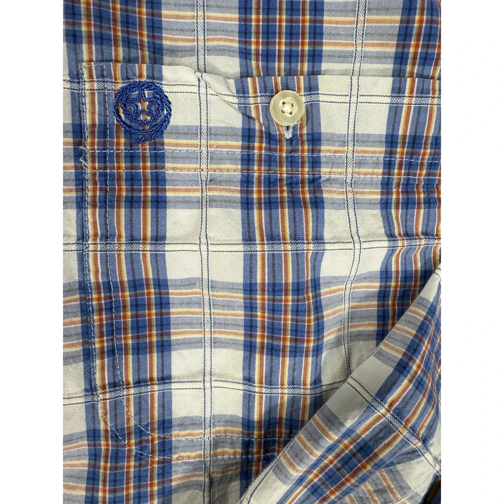 Wrangler‎ George Strait Men's XL Blue Plaid Long Sleeve Cowboy Cut Collection